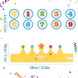 Birthday Crown Hat with 0-9 Number Signs, Adjustable Birthday Crown, Reusable Felt Happy Birthday Hat for Girls Boys (Pink)