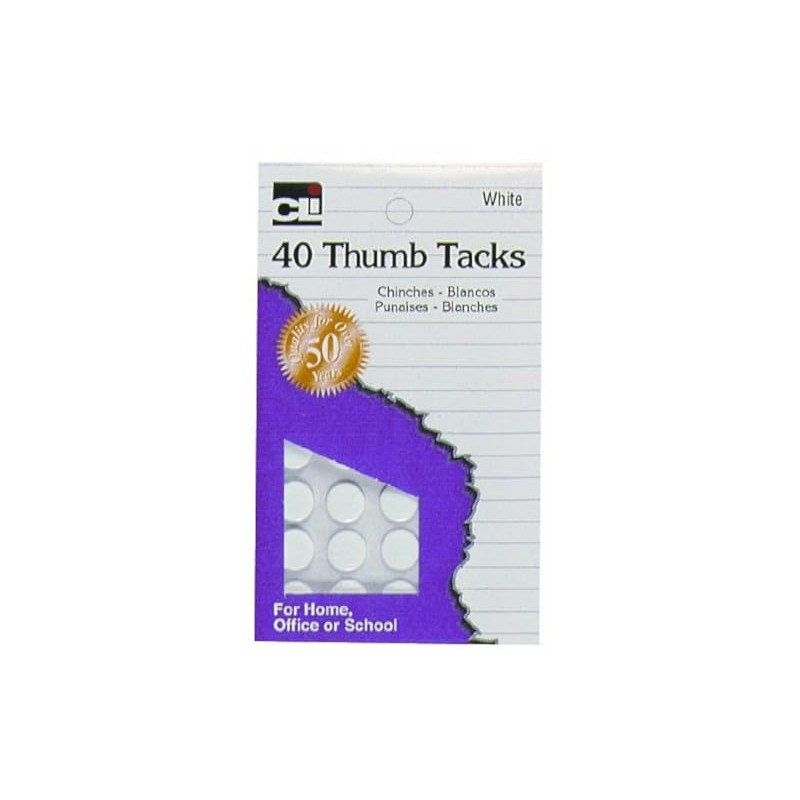 Charles Leonard Thumb Tacks - White On Safety Cards -