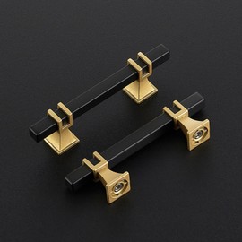Ravinte Decor 30 Pack Cabinet Handles 3 inch Hole Center Black and Gold Cabinet Pulls, Kitchen Cabinet Handles for Dresser Drawers Pulls, Black and Gold Cabinet Pulls Cabinet Handles