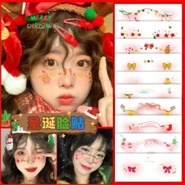 Halloween & Christmas Kids Temporary Tattoo Stickers - Cartoon Pumpkin, Witch, Rosy Cheeks (Free Size) / Christmas Makeup Set C (10 pcs) Set 50ea
