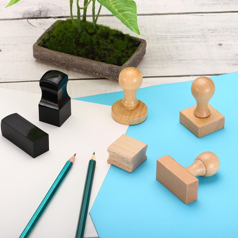 PATIKIL 40mm Stamp Wood Round Handle, 4 Pack Wooden Knobs