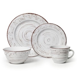 Pfaltzgraff Pfaltzgraff Trellis White 16-Piece Dinnerware Set, Service for 4, Distressed White