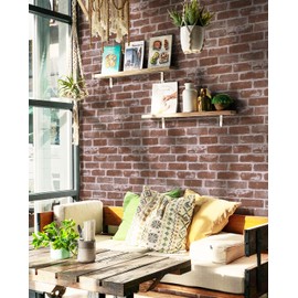 Timeet Vintage Brick Wallpaper Peel and Stick Wallpaper Red Brick Wallpaper 17.7"x393.7" Faux Brick Peel and Stick Wallpaper Removable Self Adhesive Wallpaper for Walls Covering