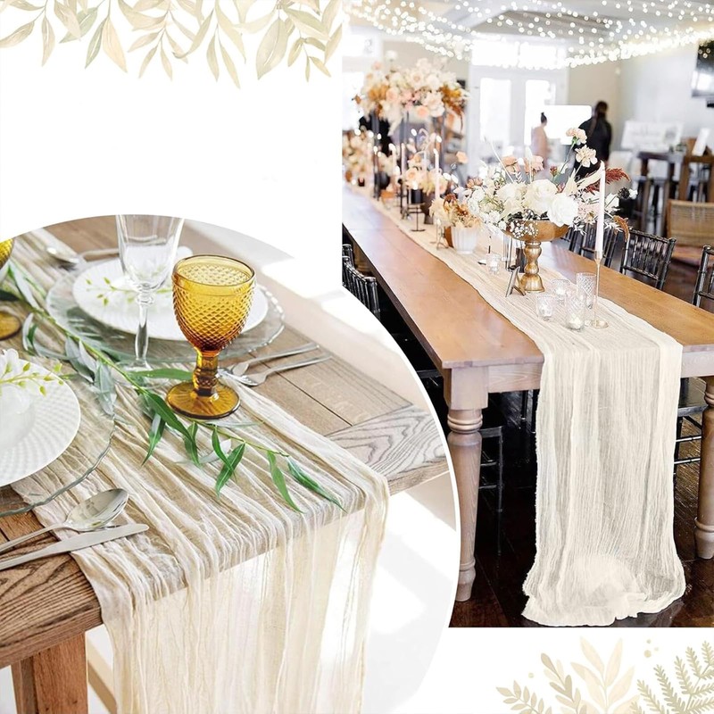 Cheesecloth Table Runner, Beige Cheesecloth Table Runner, Boho Gauze Cheese