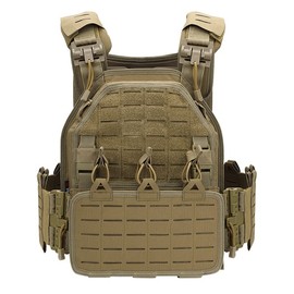 PIKEON Tactical Vest for Men Quick Release Adjustable Airsoft Vest Laser-Cutting Modular Lightweight Vest (TAN)