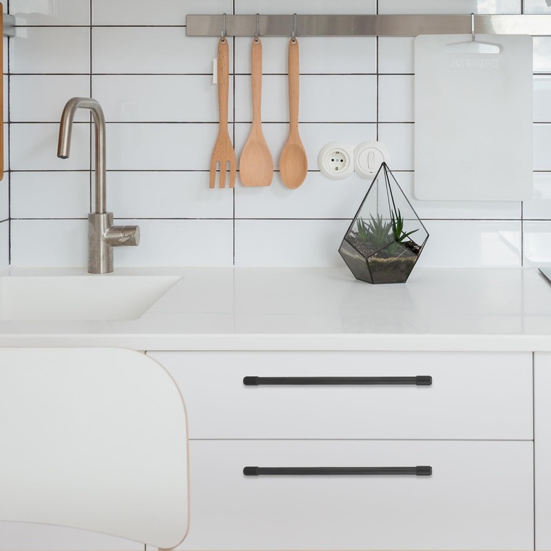 BUKOBYHE 6 Pack 10Inch Matte Black Kitchen Cabinet Handles Knurled