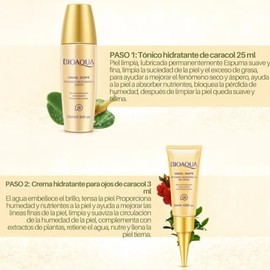 Kit Rutina Completa Baba de Caracol y Colageno Alta Concentracin, Rejuvenecedor Locin de Da, cido Lquido, Esencia Facial, Crema Antiarrugas para Ojos 
