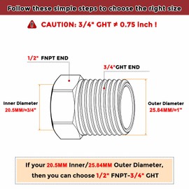 Kozelo 1pc 3/4" Female Right to 1/2" Female NPT Solid 304 Stainless Steel Hex Bushing Hose Fitting Adapter Reducer Pipe Leak Repair Bathroom Remodeling Tool Extension