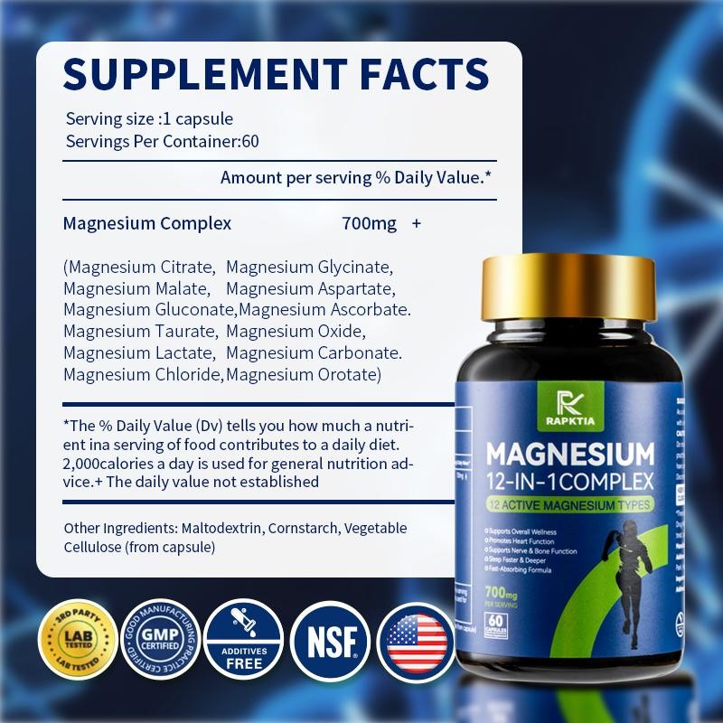 12 Essential Magnesium Complex 700mg, Support Better Sleep & Stress