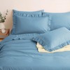 Horbaunal Blue Ruffle Sheets King Size 6 Piece, Fits 16"