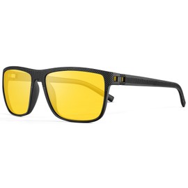 HENGOSEN Sunglasses for Men, Polarised Sunglasses for Men with Lightweight Frame and UV Protection, 31 Black/Yellow