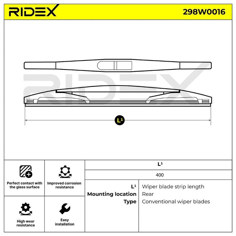 RIDEX Rear Wiper Blade Corsa C Hatchback (X01) 298W0016