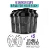 Velomix -6 PACK- Shaker Cups for Protein Shakes 20 oz