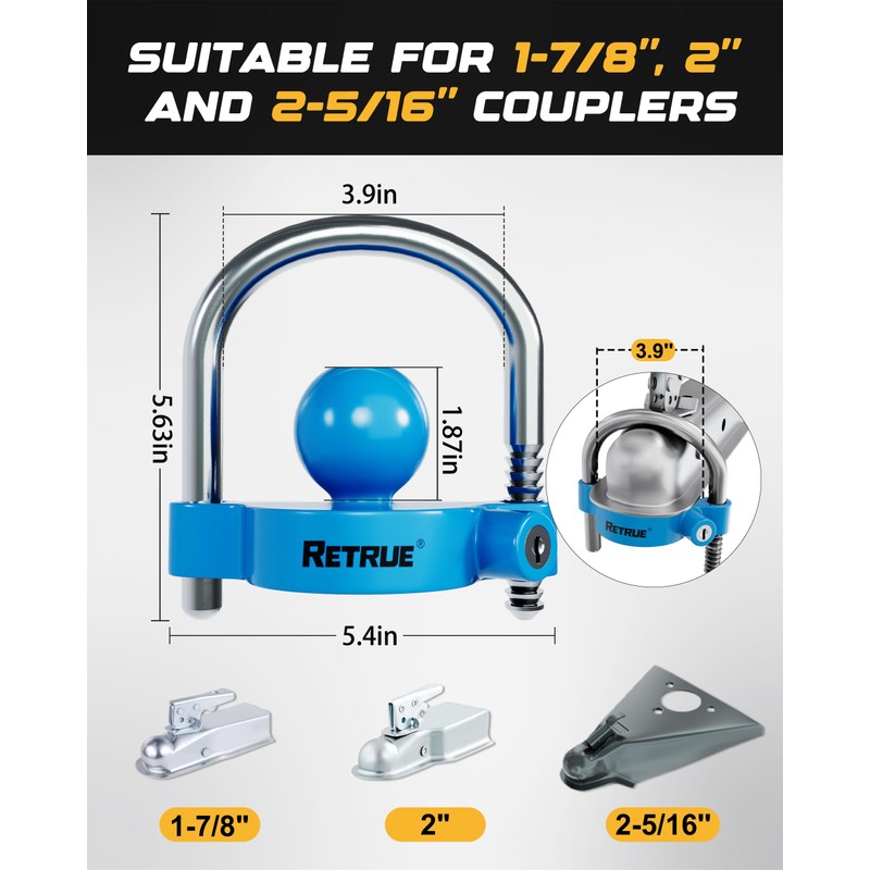 RETRUE Keyed Alike Trailer Lock Set Tow & Store Lock