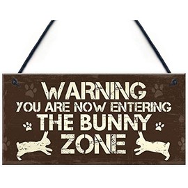 Warning You are Now Entering The Bunny Zone Wood Signs Door Plaque for Wall Decor Sign 12x6inches(hjd111)
