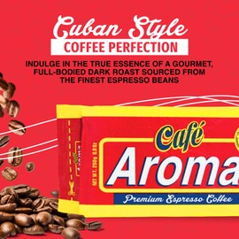 Café Aroma Dark Roast Espresso Ground Coffee, Bulk Coffee, Authentic Cuban Style Coffee, Vacuum Sealed - 8.8 oz (24-Pack)