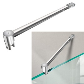Shower Door Support 14.17 Inch (360mm) Long Wall-to-Glass Bar, Fixed Length for 5/16"(8mm), 3/8"(10mm), 1/2"(12mm) Thick Frameless Glass Door Panel, Chrome