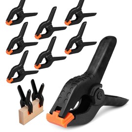 Ling-Luo Spring Clamps, 6-Pack Small Photography Clips, 45mm Max Opening, Black with Orange Grips