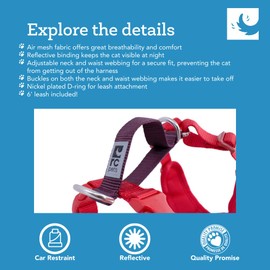 RC Pets Multi-Use, Sturdy, Breathable Moto Control Harness for Dogs and Cats (Arctic Blue/Tennis, Large)