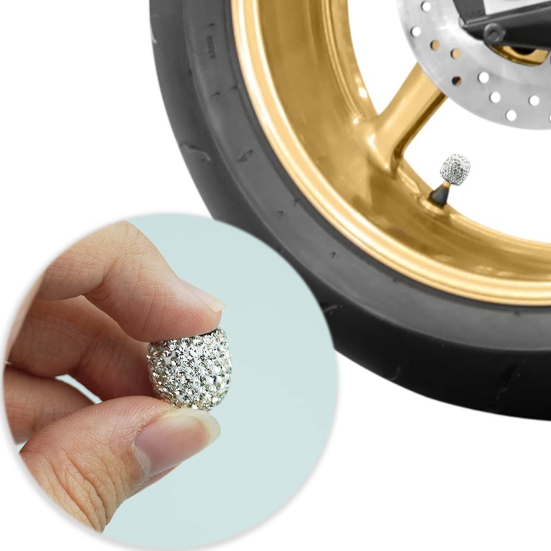 4 Pack Bling Dust Caps, Sparkling White Handmade Crystal Diamond