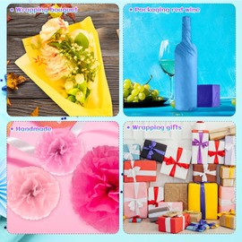PLULON 120 Sheets Coloured Tissue Paper Bulk 8 Mixed Colors Gift Wrap Sheets Crepe Paper Art Tissue Paper for Packaging Craft Floral Birthday Party Festival Gift Wrapping Paper Decorative