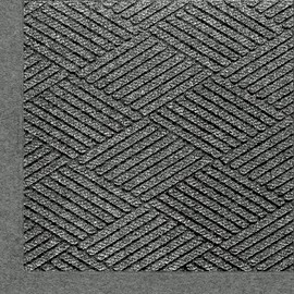 M+A Matting 2297 Waterhog Eco Premier Fashion PET Polyester Fiber Indoor/Outdoor Floor Mat, SBR Rubber Backing, 3' Length x 2' Width, 3/8" Thick, Grey Ash