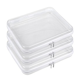 3 Pack Clear Zipper Pouches Hard Shell Case,8×6"Waterproof Transparent Zippers Clear Makeup Bag,Portable Plastic Zipper Pouch for Toys Snacks Stationery Travel Documents Toiletries Storage