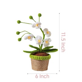 Handmade Crochet Orchid Potted Plants, Knitted Artificial Forever Flowers with Exquisite Pot, for Friends, Women, and Kids, Ideal for Home Decorations and Office Desks (White)