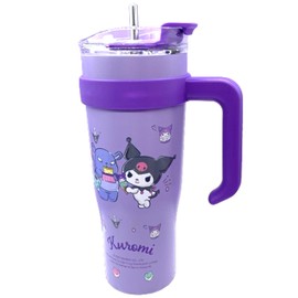 Many Rainbows Kuromi Devil Stainless Steel Insulated Tumbler with Lid, Straw & Handle 1200ml - XL Size, Purple