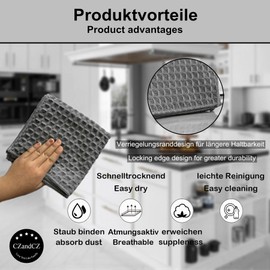 CZandCZ 8 x Microfibre Cloths, 30 x 30 cm, Barista Cloth, Tea Towels, Absorbent Cleaning Cloths, Microfibre Cloths, Lint-Free Cleaning Cloth, Polishing Cloth for Kitchen, Glass, Bathroom, Dark Grey