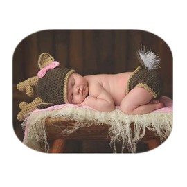 Coberllus Newborn Photography Props Christmas Deer Bonnet Hat & Pants for Boy Girls Photo Shoot Prop Outfit