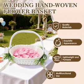 Flower Girl Baskets for Wedding,Romantic Elegant Lightweight Hand Woven Wedding Flower Basket,Wedding Flower Girl Basket and Home Decorations (5799)