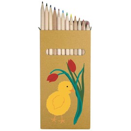 Azeeda 12 x 'Easter Chick And Tulips' Long 178mm Coloured Pencils/Pencil Set (PE00062445)