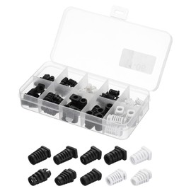 QUARKZMAN 75 Piece Strain Relief Cable Connector Assortment Cable Grommet Sleeve for Electrical Cable Insulation Protection Black White