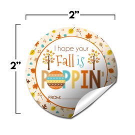 Pop It Fidget Toy Fall Autumn Sticker Labels, 40 2" Party Circle Stickers, Great for Party Favors, Envelope Seals & Goodie Bags by Amanda Creation