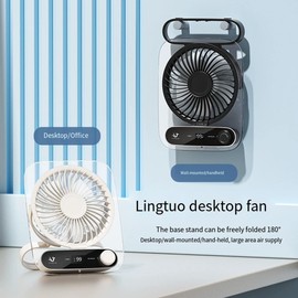 AIXXCUVQ Fan ForUltra-Thin Portable USB Desktop Silent With Night Light Large Capacity 3000 Strong Core Temperature Control, grey