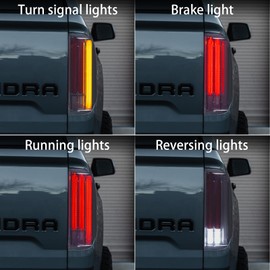 Kingory Full LED Tail Lights For Toyota Tundra 2007-2013 Rear Assembly Pair of Taillights Replacement Black Housing Smoked Lens