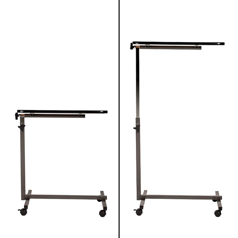 EasyComforts Rolling Tray Table with Swivel Casters, Adjustable Height &