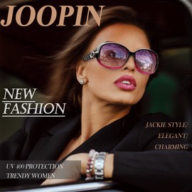 Joopin Classic Women's Sunglasses Polarised Black Large UV400 Oversized Vintage Sunglasses Women's Purple Elegant with XL Large Frame (Black and Light Purple), Black and light purple