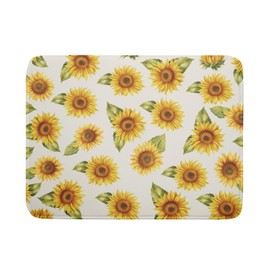 Sphragiyn Spring Summer Dish Drying Mat for Kitchen Counter Sunflower Absorbent Reversible Microfiber Kitchen Countertop Protector Dishes Pad Large 18x24 inch