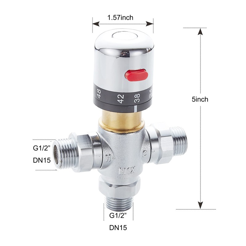 Gangang Tempcontrol G1/2 Solar Energy Brass Thermostatic Water Mixing Valve(Thermostatic