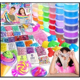 FUN KIDZ 33 Cups Jumbo Slime Kit for Kids, FunKidz Premade Ultimate Slime Pack to DIY in
