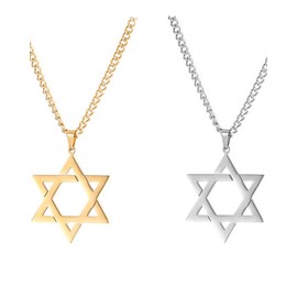 ALRNBY Star of David Pendant Necklace for Women Men Dainty Gold Silver Necklace 2PCS Jewish Necklaces Gift Stainless Steel Non Tarnish