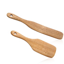 ElevateTech Skinny Spurtle Mixer & Bread Stirring Spatula for Sourdough Starter, Mixing, Reaching Bottom of Jar, Dough Whisk Cooking Utensils Flat Spurtles Wooden Kitchen Tools