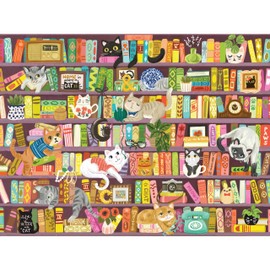 1000 Piece Puzzle for Adults Olivia Gibbs Purple Library Cat Books Colorful 27x20 Jigsaw Puzzle