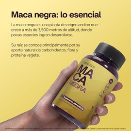 Maca Negra 90 Cápsulas | 1020 mg por Porción | Raíz de Maca Lepidium meyenii | Suplemento Alimenticio Sin Sabor | Nutrabasics