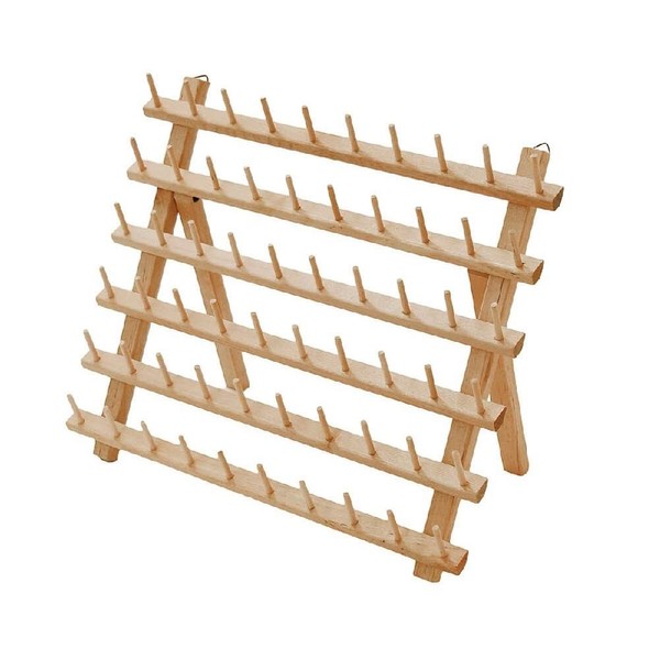 ThreadNanny 60 Spools Thread Rack - Premium Birchwood Thread Storage