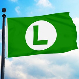 3ply Double Sided - Luigi emblem Flag Banner for Premium Heavy Duty Durable Garden Decoration Outdoor and Indoor Flags with 2 Grommets (3x5ft)