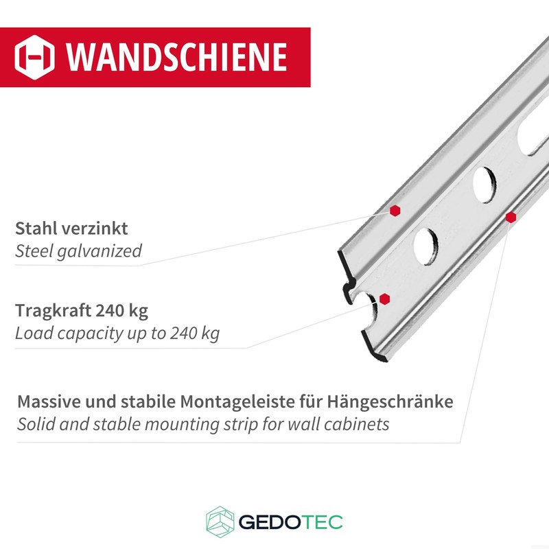Gedotec Wall Rail Kitchen Cabinet Hanger Hanging Rail - Top