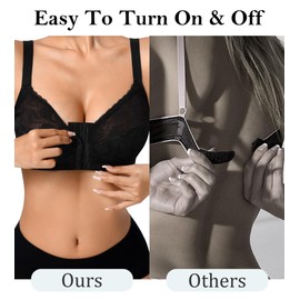 IROCUE Front Closure Posture Corrector Comfort Unlined Bras Wireless Back Support Bras for Women Adjustable Bra Minimizer Bra, Black XL